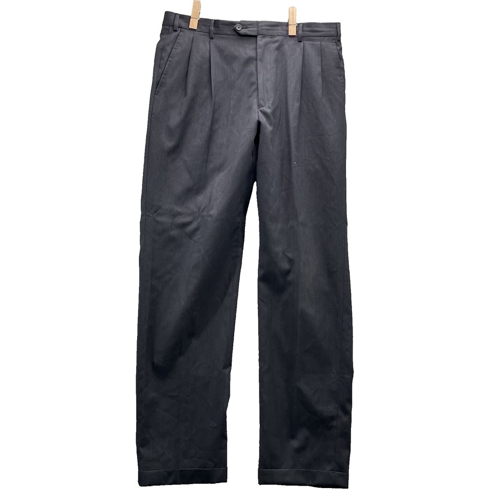 Kirkland 100% Wool Dress Pants Men 35x34* Italian Pleat Office Business Corpcore